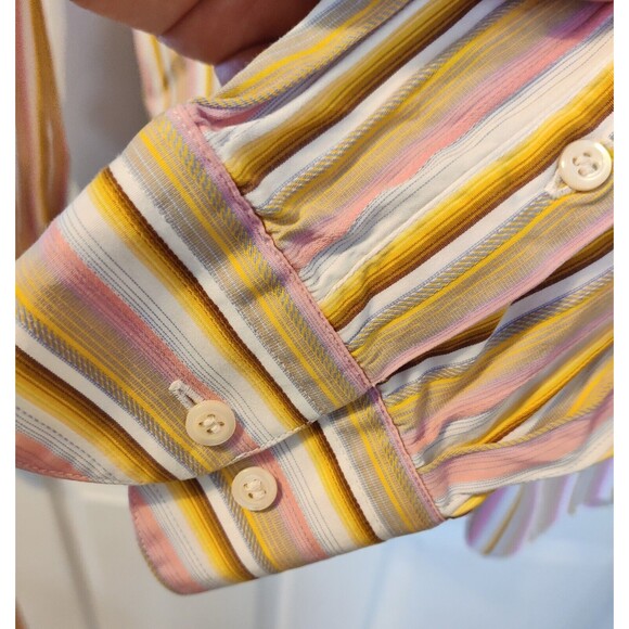 Men's St. Croix Pink Striped Long Sleeve Dress Shirt Sz L Made In Italy - Picture 4 of 10